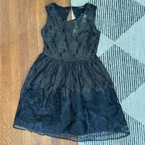 Formal Black & Gold Lace Dress